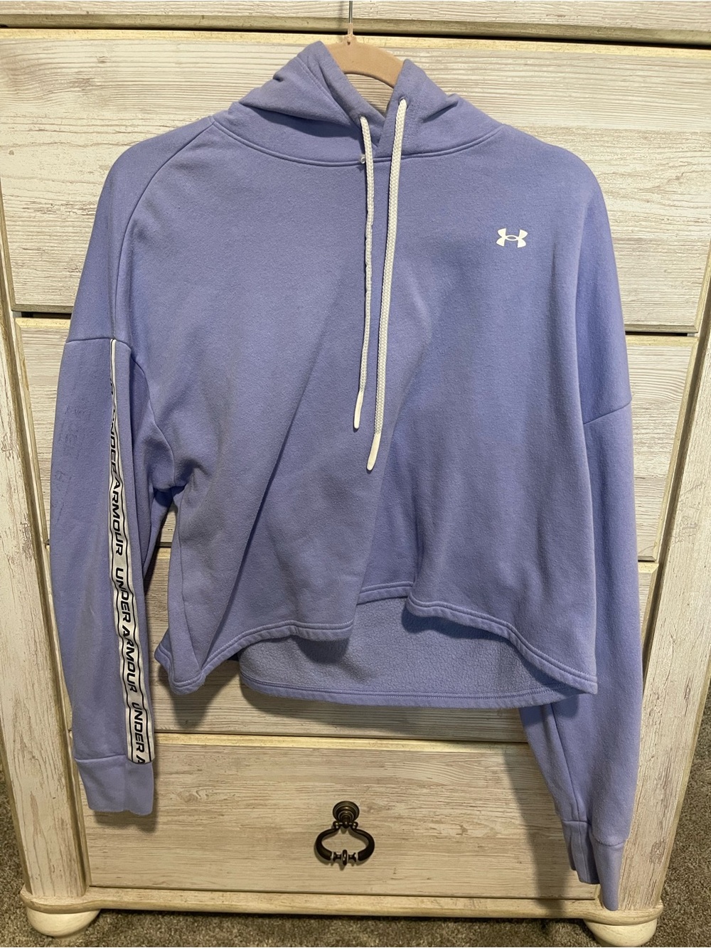 Under Armour Lavender Cropped Hoodie with Logo Tape